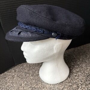 VTG 70s 80s Aegean Greek Wool Fisherman Cap 7 3/8 Hat Navy Greece Mariner Sailor